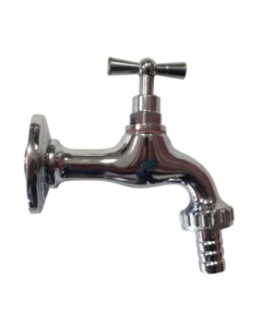 RUBINETTO PER FONTANA DA GIARDINO IN OTTONE CROMATO CON ROSONE R1/C DA 1/2" - KAM